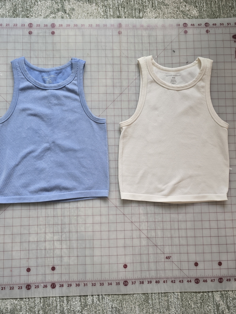 Ribbed Tank Top - Blue and Cream